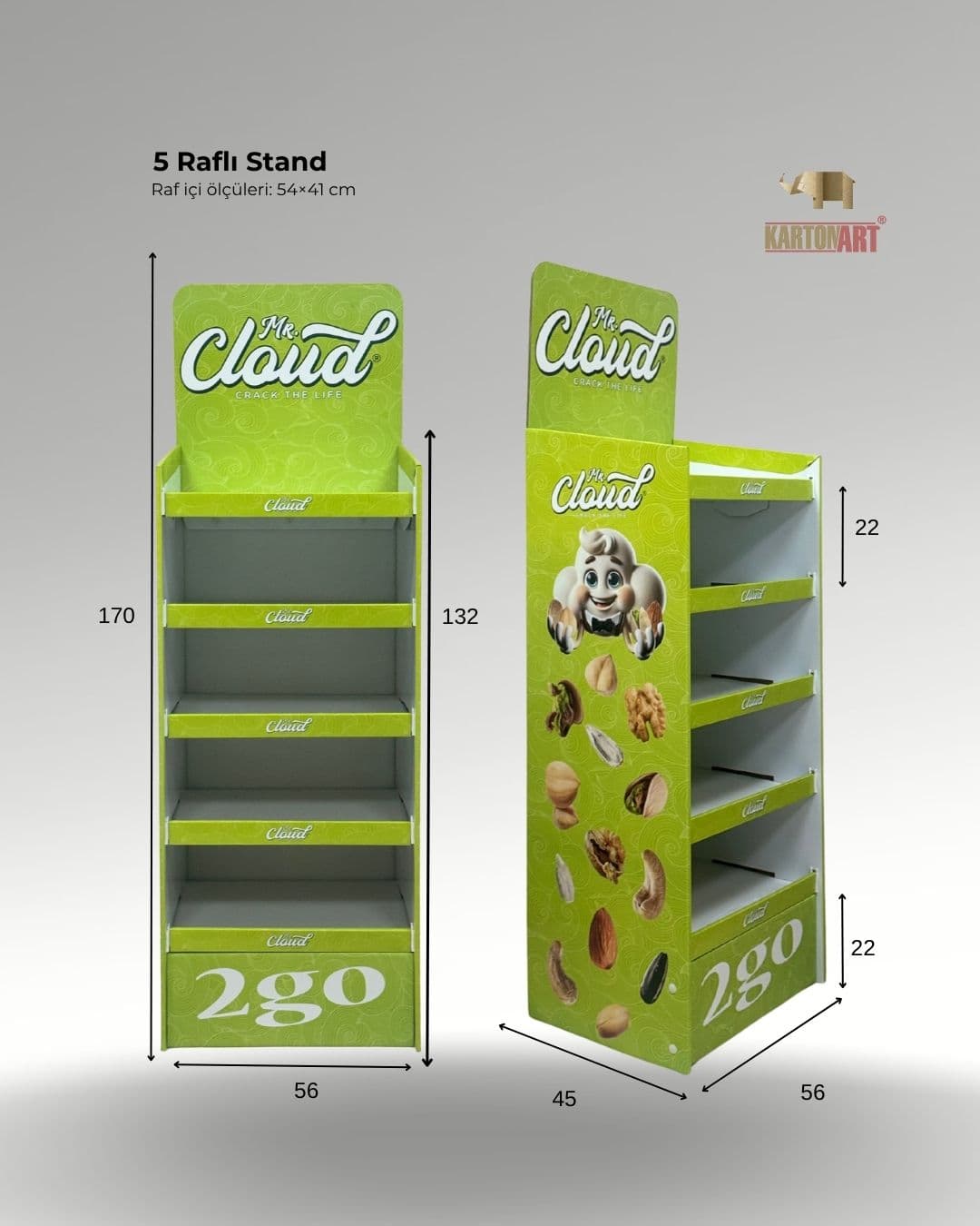 5 Raflı Karton Stand RAF404