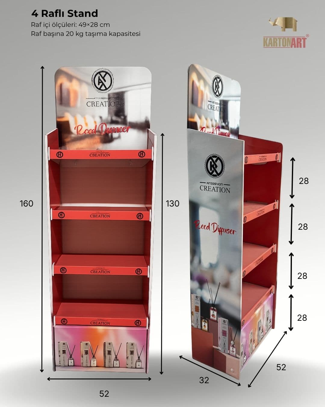 4 Raflı Stand RAF402