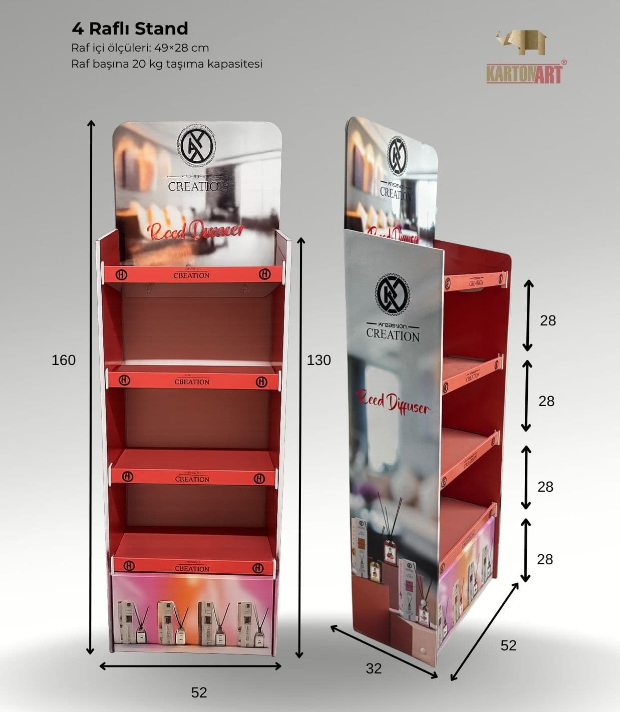4 Raflı Stand RAF402